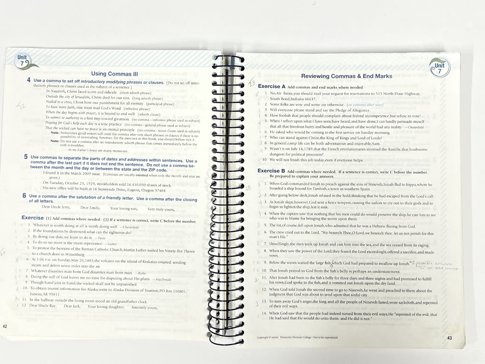 Abeka Grammar & Composition IV 4 work-text Teacher Key 4th ed. English grade 10