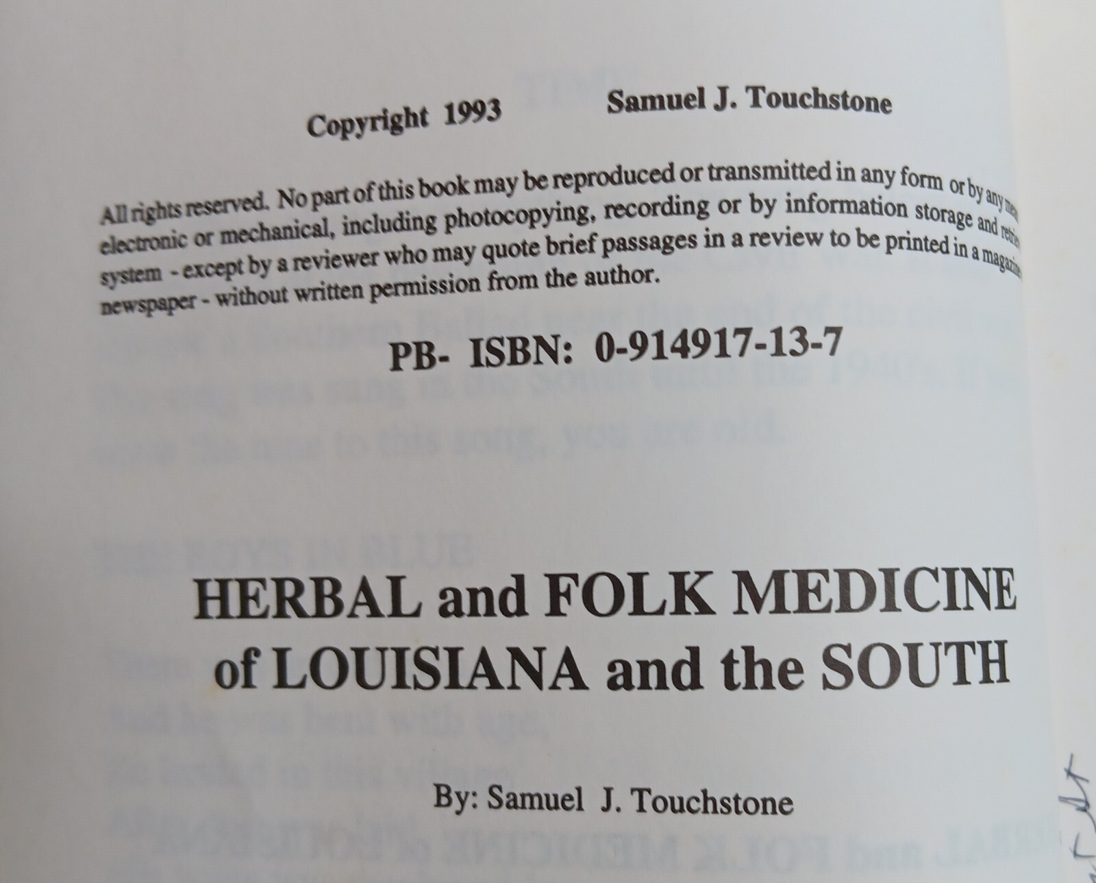 Herbal & Folk Medicine of Louisiana and the South (Touchstone • 1993 • Signed)