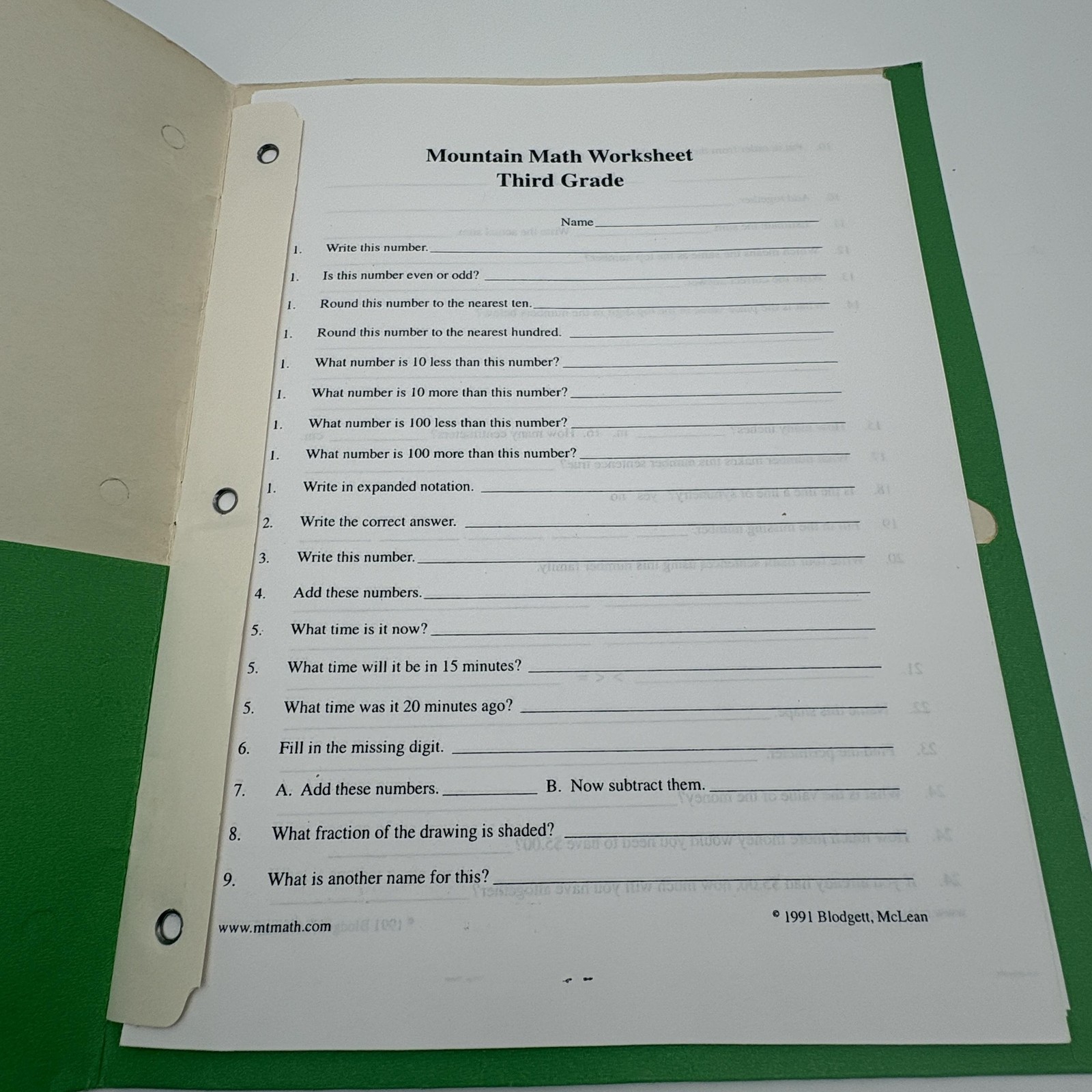 Vintage Mountain Math Language Daily Word Problems Lot 3 3rd Grade Evan-Moor