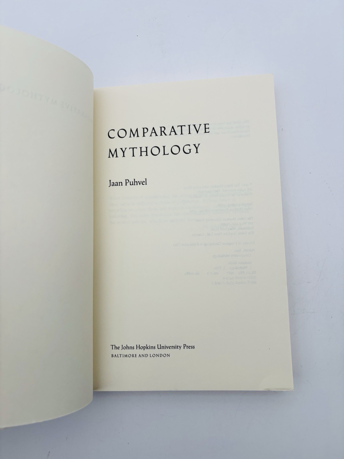 Comparative Mythology – 1st Edition 2nd Printing paperback Puhvel, Jaan VG.