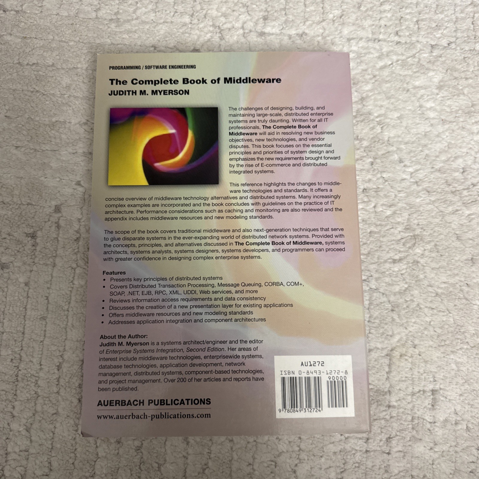 Complete Book of Middleware by Judith M. Myerson (2002, Uk-B Format Paperback)