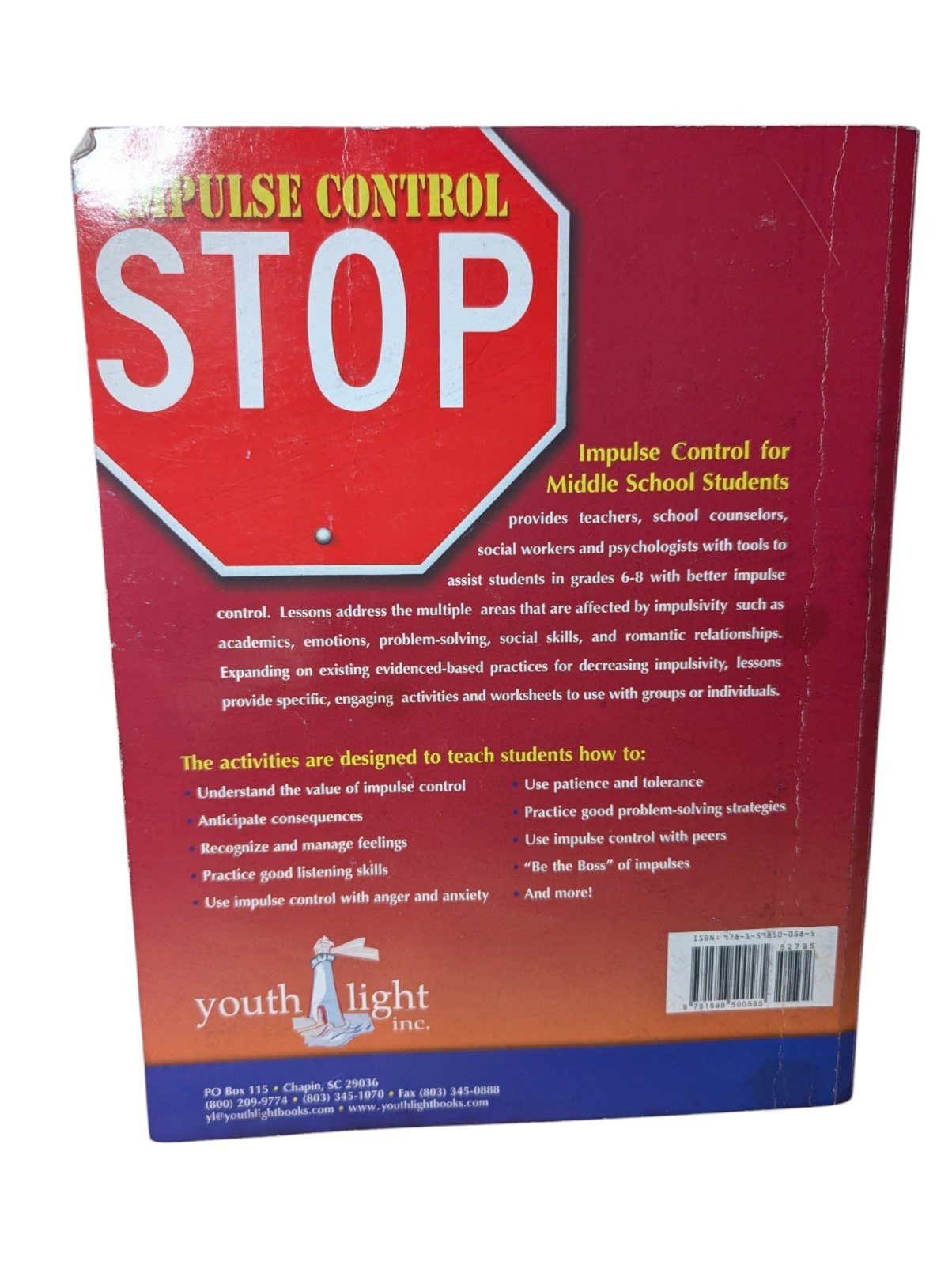 Impulse Control Activities Worksheets Middle School Students Grade 6 7 8