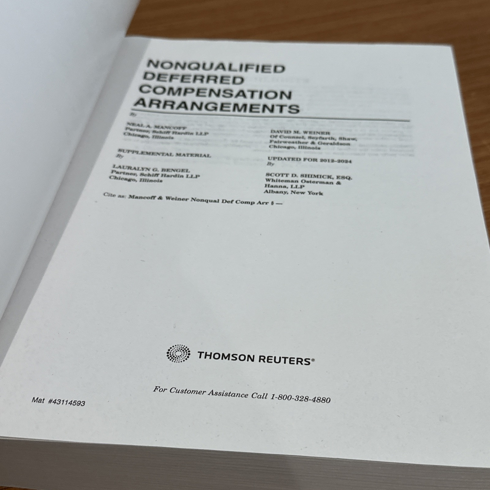 Nonqualified Deferred Compensation Arrangements 2024 Edition – UNUSED