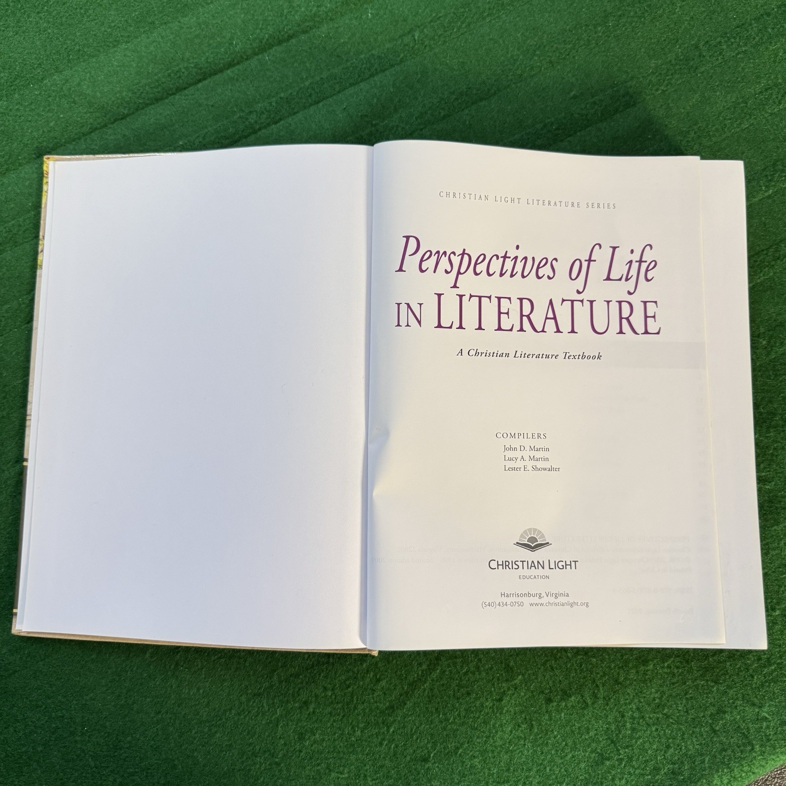 Christian Light Education: Perspectives of Life in Literature Textbook Hardcover