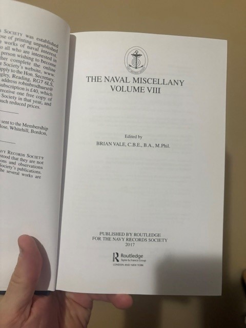 The Naval Miscellany, Vol VIII, Brian Vale, HC, NRS, 2017