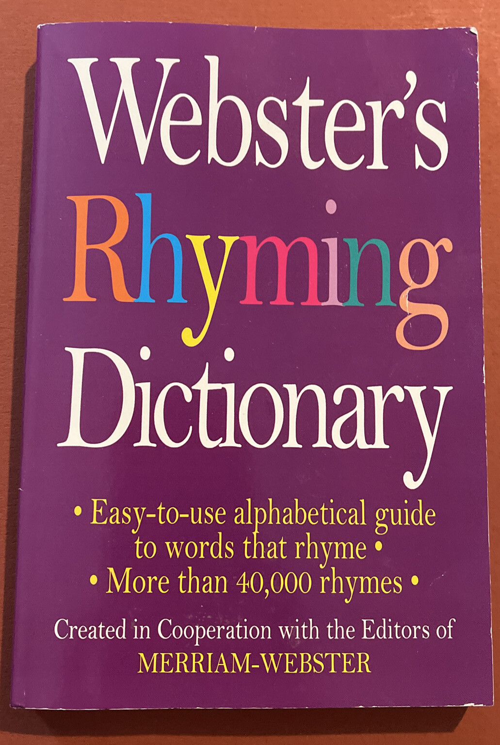 WEBSTER’S RHYMING DICTIONARY By Merriam-Webster