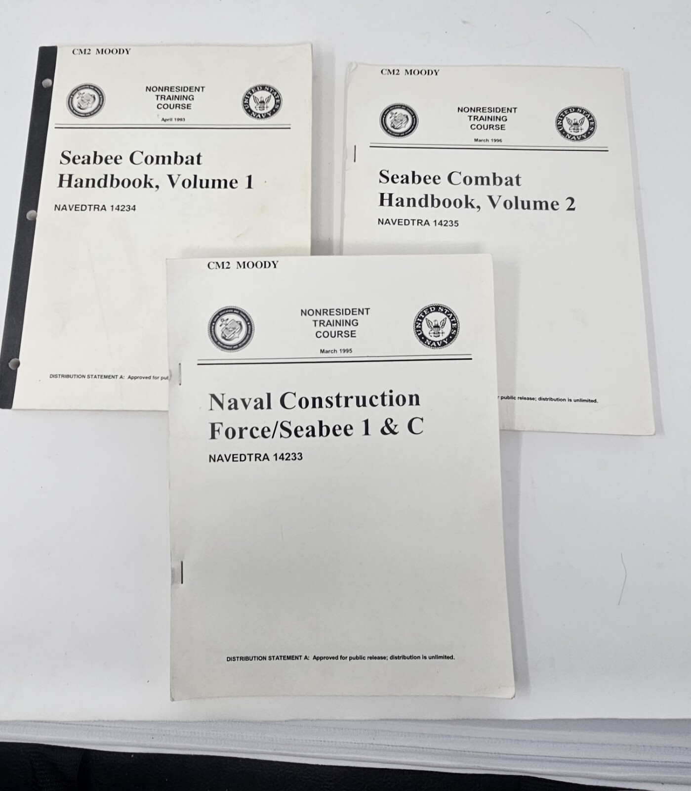 U. S. Navy Seabee Lot Construction Force Vol 1 & C, Seabee Combat Vol 1 & 2