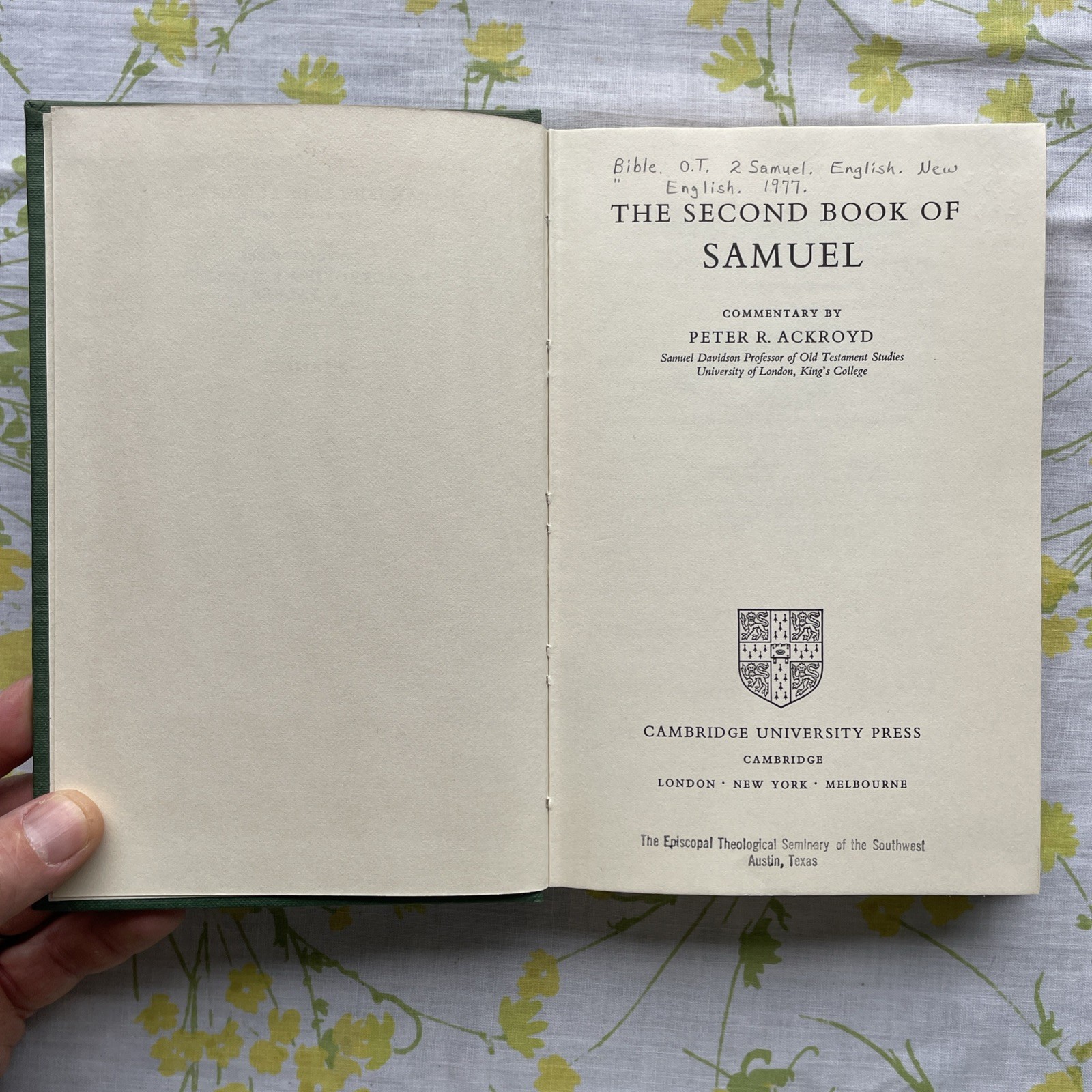 Cambridge Bible Commentary: The Second Book of Samuel by Ackroyd (1977 1st HC)