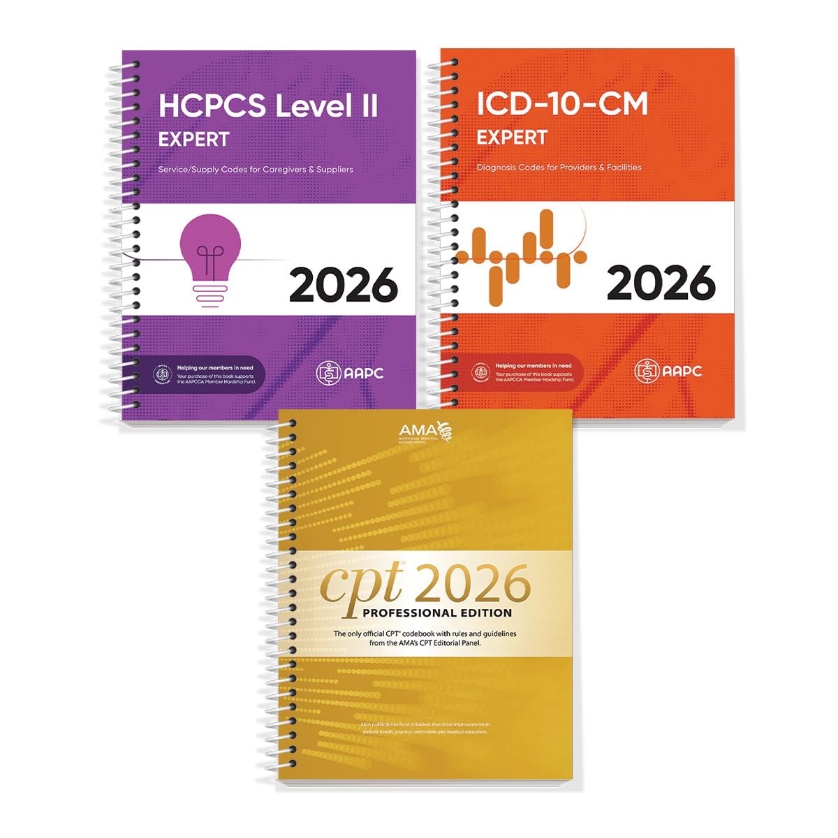 AMA CPT Book, ICD-10 Code Book, HCPCS Book – 2026 Physician Bundle by AAPC NEW
