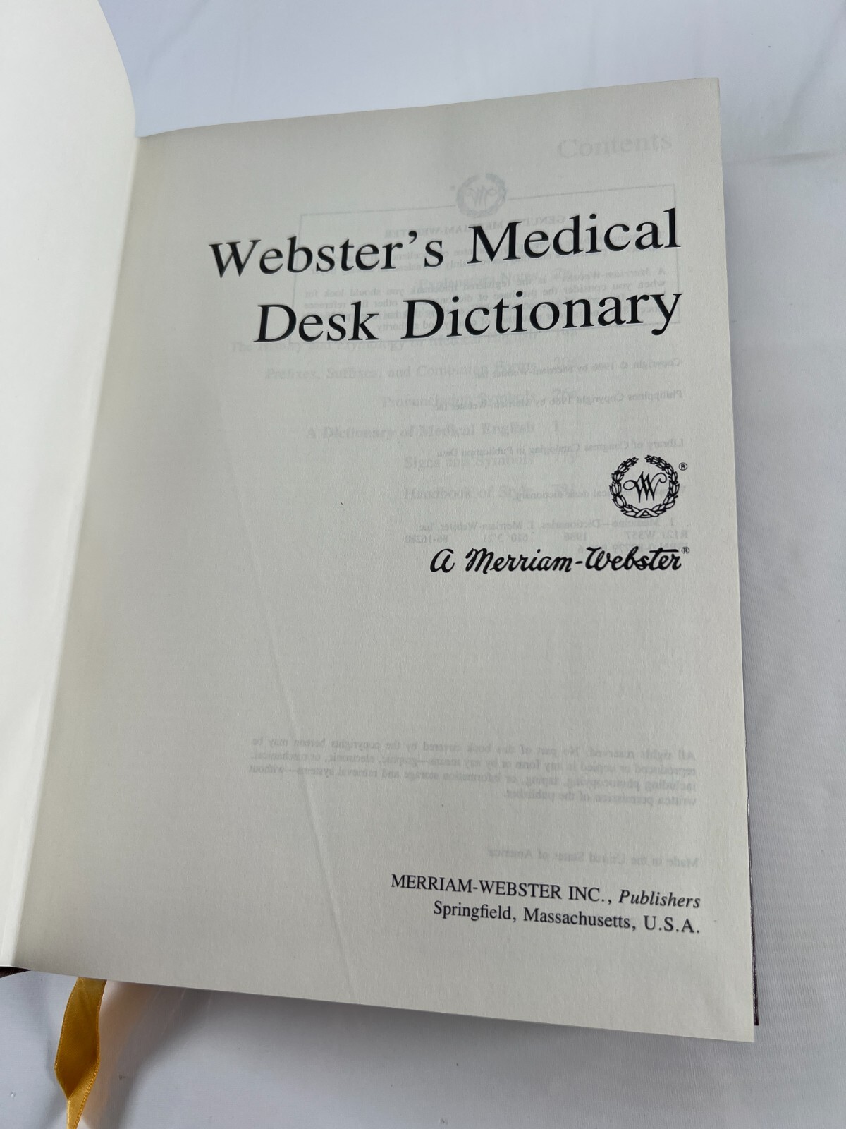 Webster’s Medical Desk Dictionary 1986 Decorative Leatherbound Merriam Webster