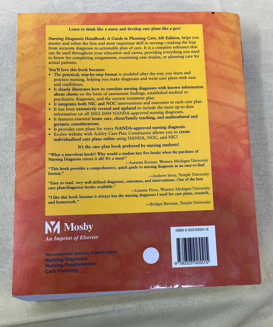 Nursing Diagnosis Handbook A Guide to Planning Care by Gail B Ladwig Textbook