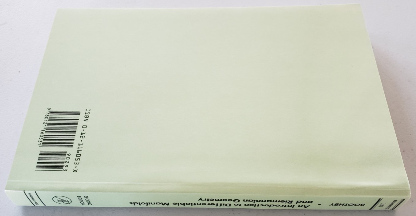 Boothby Intro Differentiable Manifolds Riemannian Geometry 2nd Ed Academic Press