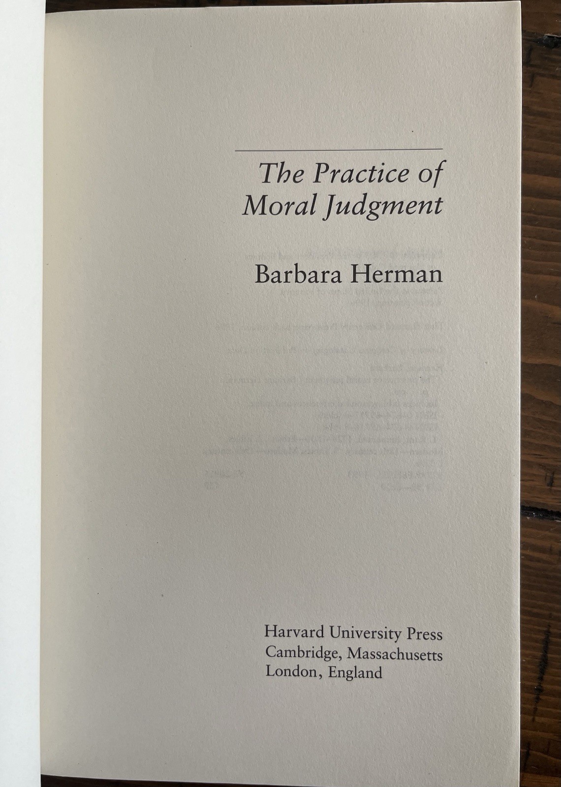 Practice of Moral Judgment Barbara Herman 1996 Trade Paperback Kant Immanuel