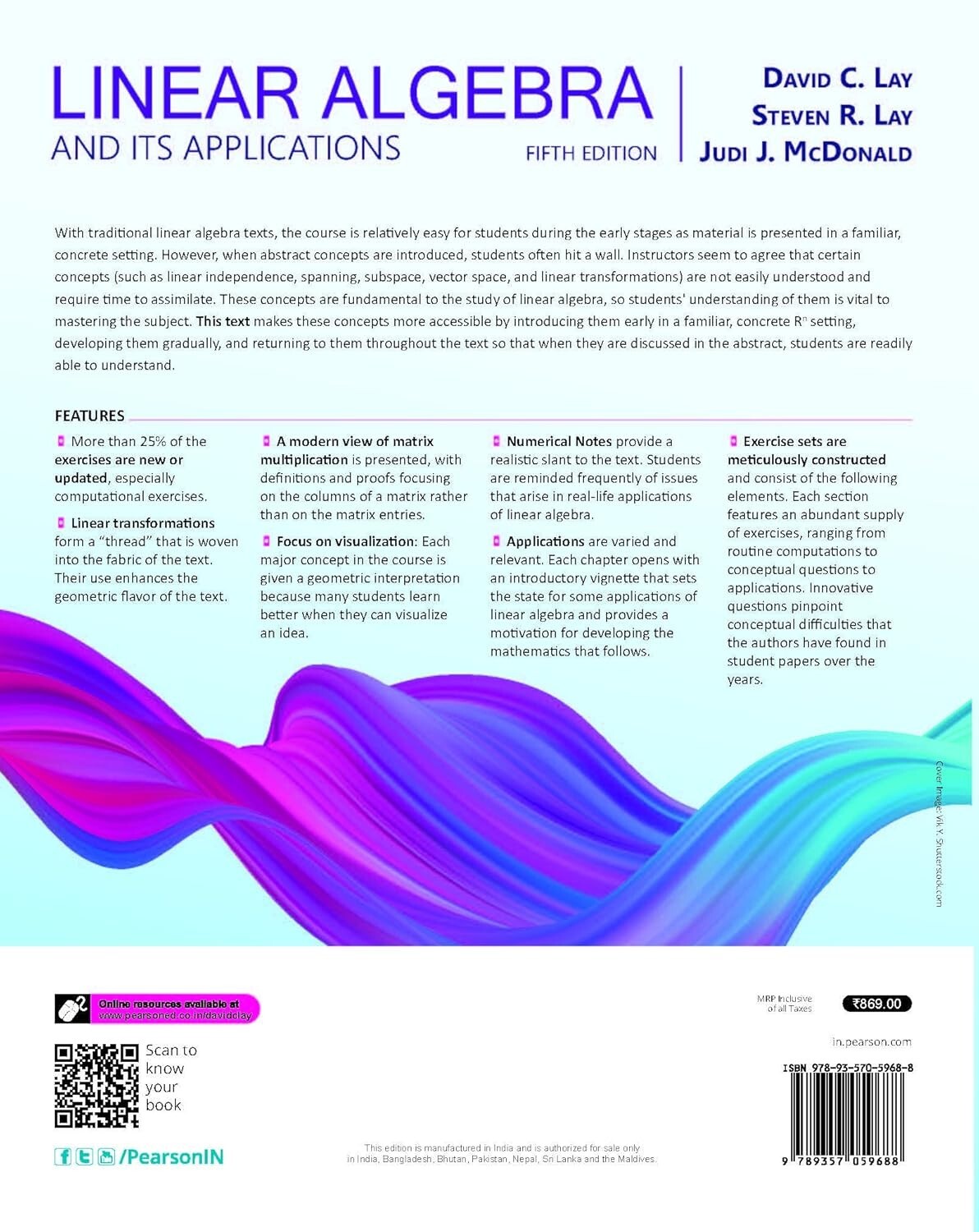 LINEAR ALGEBRA AND ITS APPLICATIONS,5ED DAVID LAY-NEW. IMPORT FEES PAID,DDP SHIP