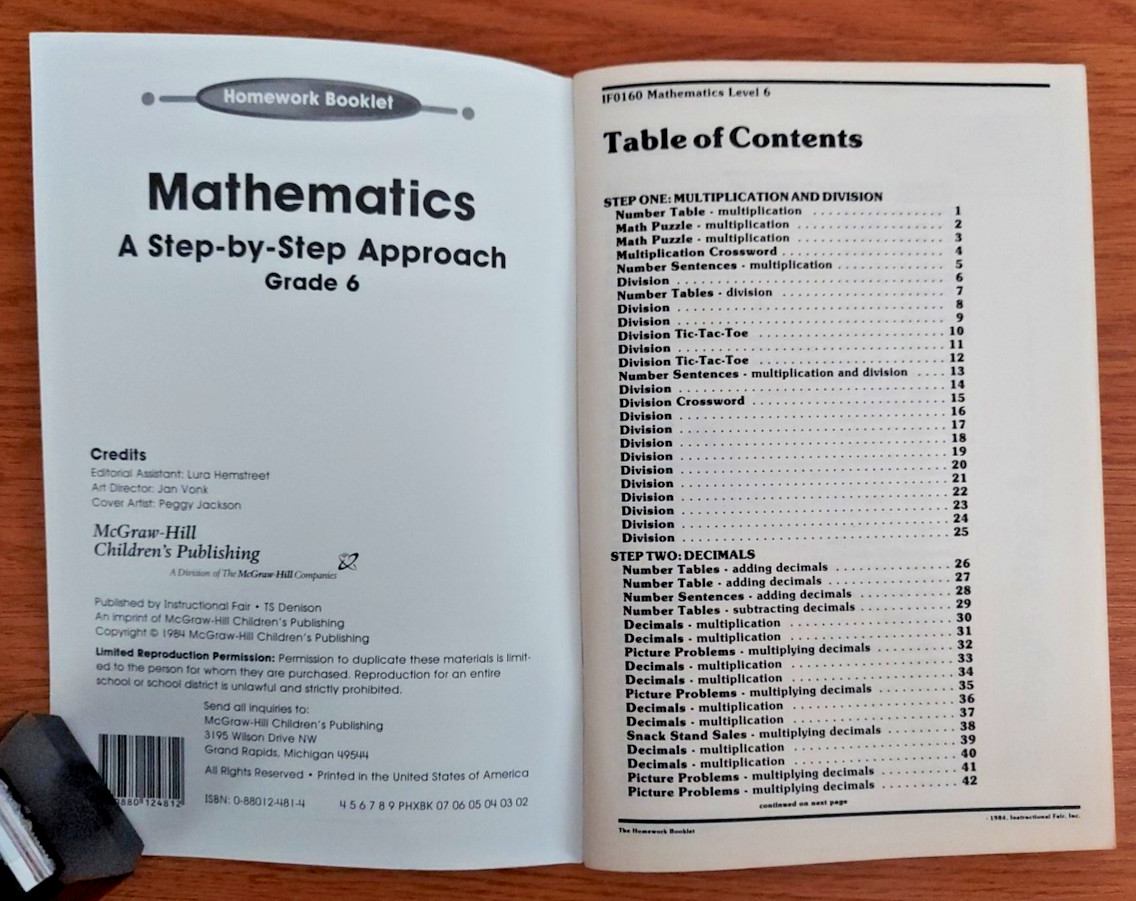 Mathematics a Step-by-Step Approach Grade 6, 8 Fractions Decimals & Percents 7-8