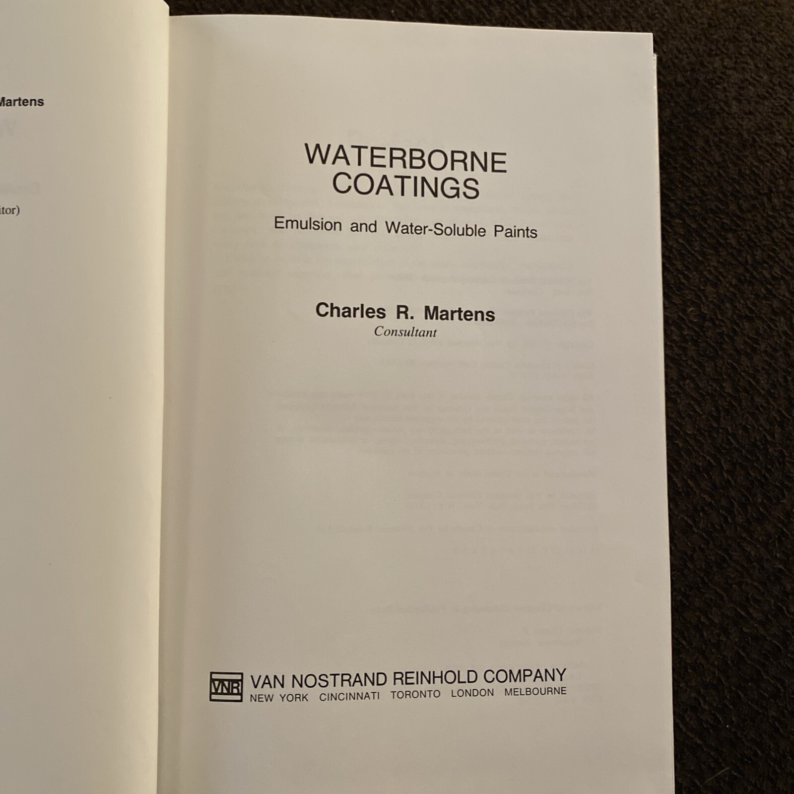 WATERBORNE COATING.: EMULSION AND WATER-SOLUBLE PAINTS Charles Martens HCDJ 1st