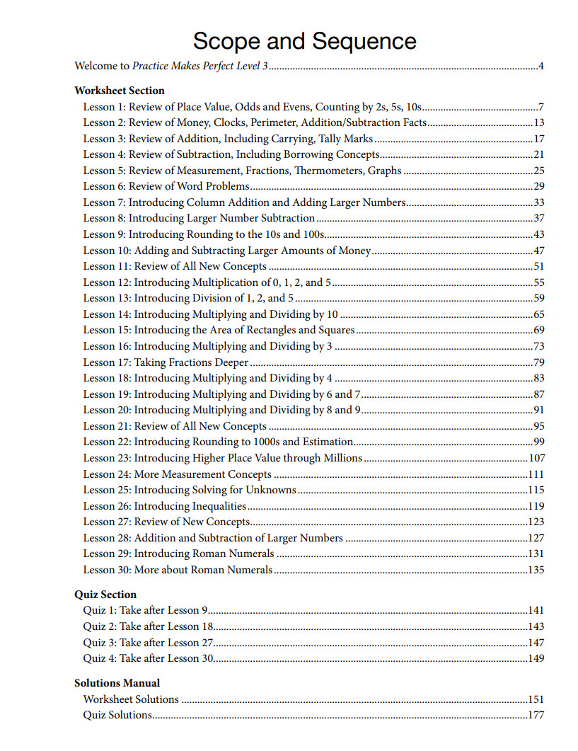 New Master Books PRACTICE MAKES PERFECT Level 3 Math Lessons Living Education