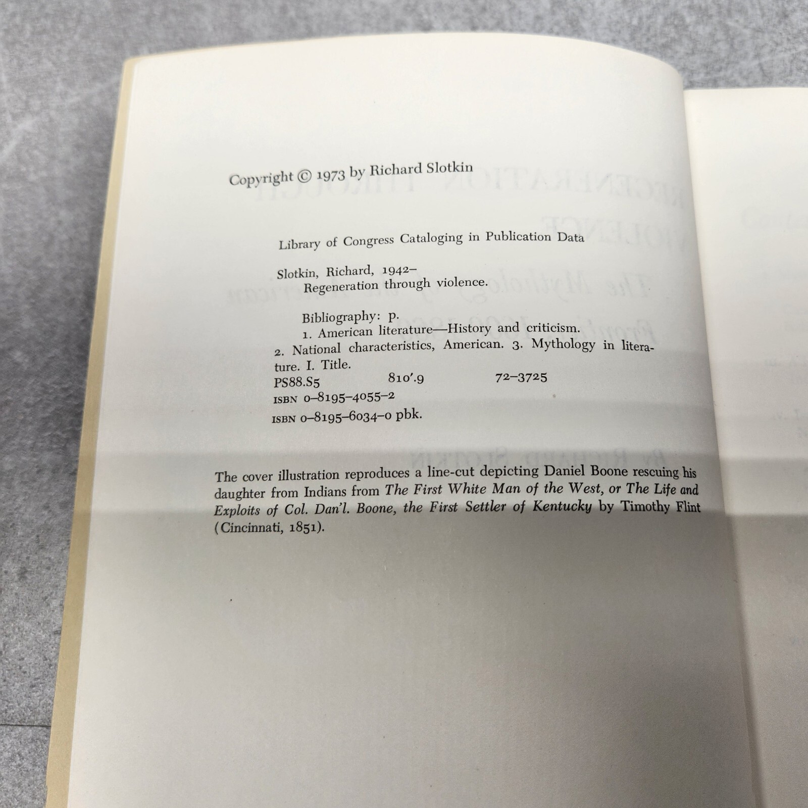 Regeneration Through Violence by Richard Slotkin 1973 Paperback Wesleyan Press