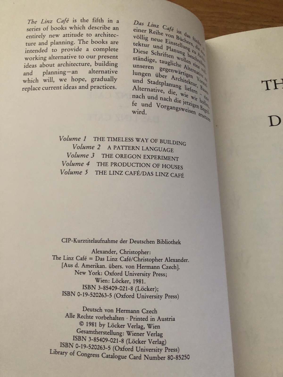 The Linz Cafe / Das Linz Cafe Christopher Alexander HC/DJ 1981