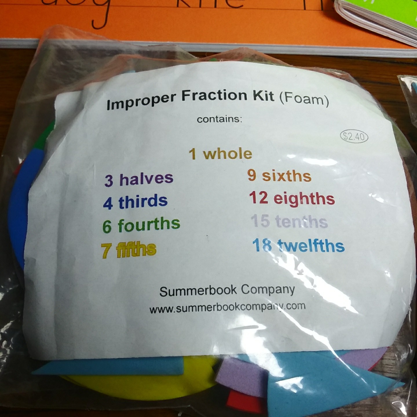 Handwriting Without Tears 4 Books Teacher Student Workbooks Math Foam Fractions
