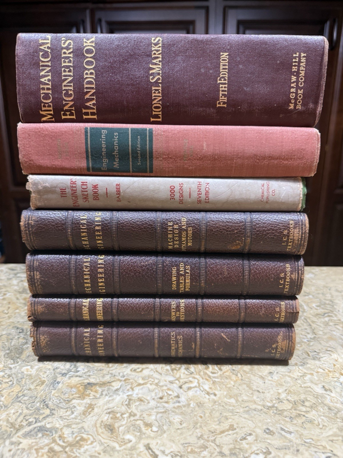 Vintage Mechanical Engineering Book Lot Of 7 HC PB Marks Handbook Mechanics