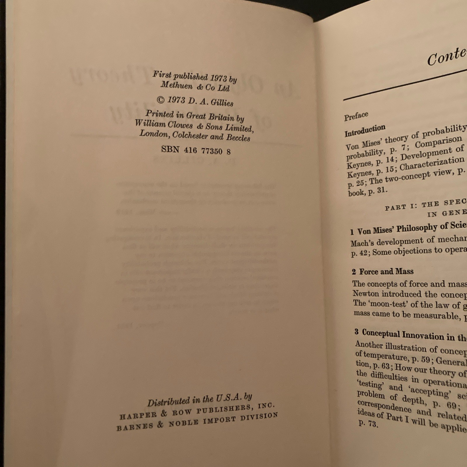An Objective Theory of Probability by D.A Gillies (Methuen & Co, 1973, Hardcover