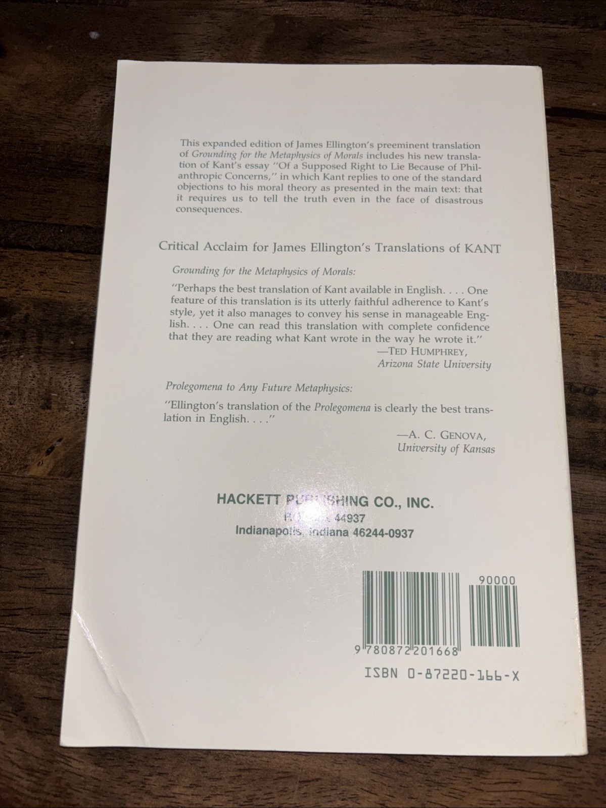Hackett Classics Ser.: Grounding for the Metaphysics of Morals : With on a…
