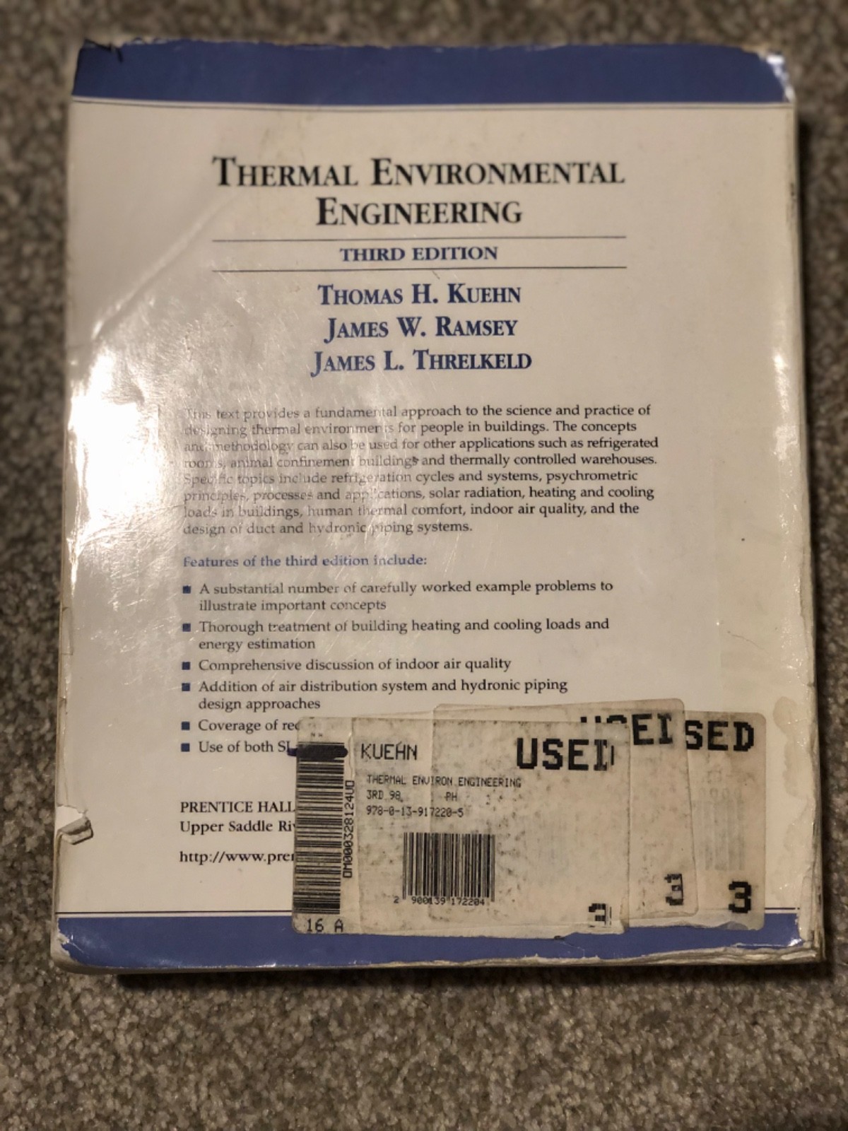 Thermal Environmental Engineering ISBN 9780139172205