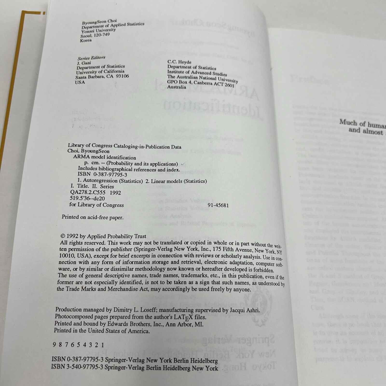 Springer Series in Statistics Ser.: ARMA Model Identification by B. K. Choi…