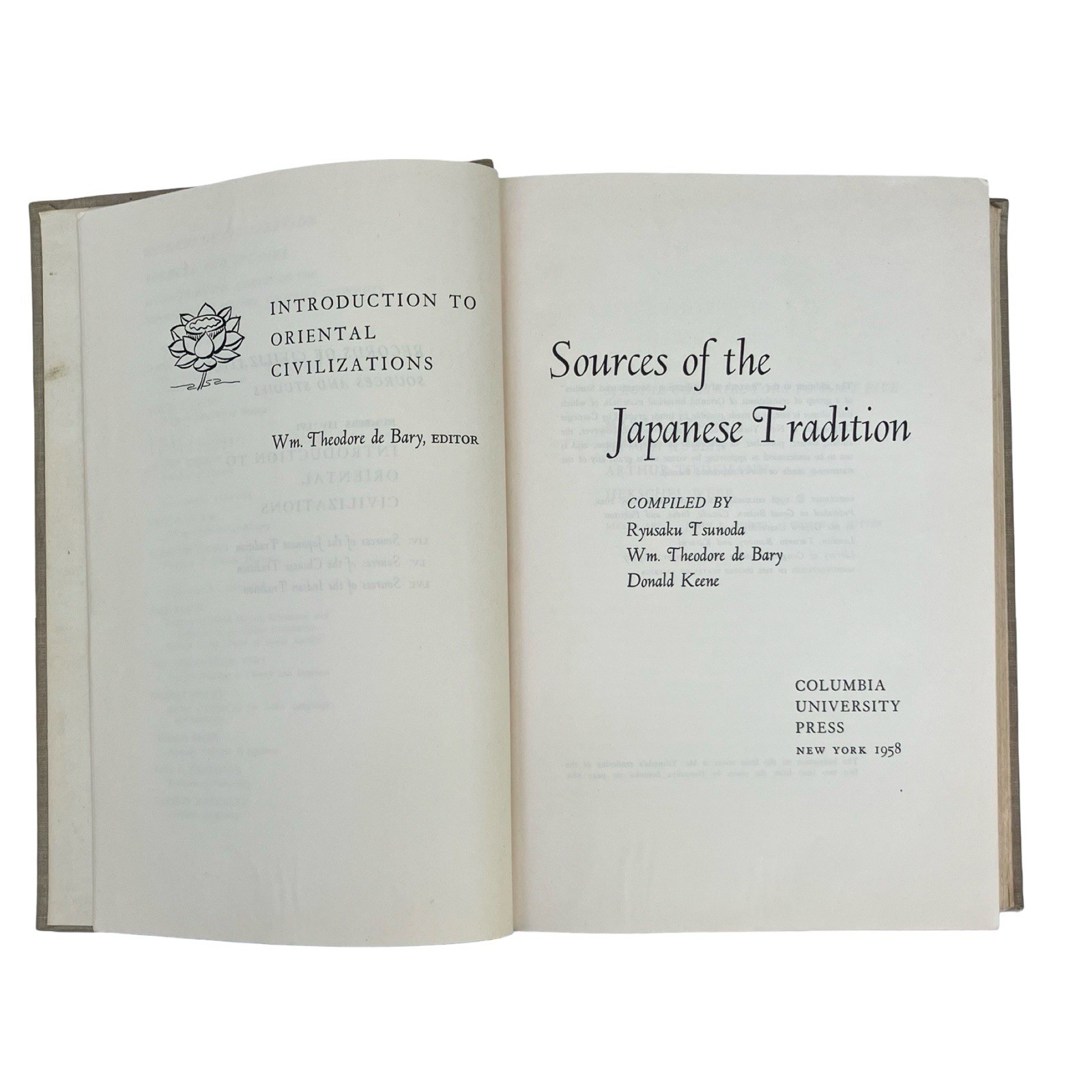 Sources of Japanese Tradition Intro To Asian Civilization Columbia 1958 VTG Text