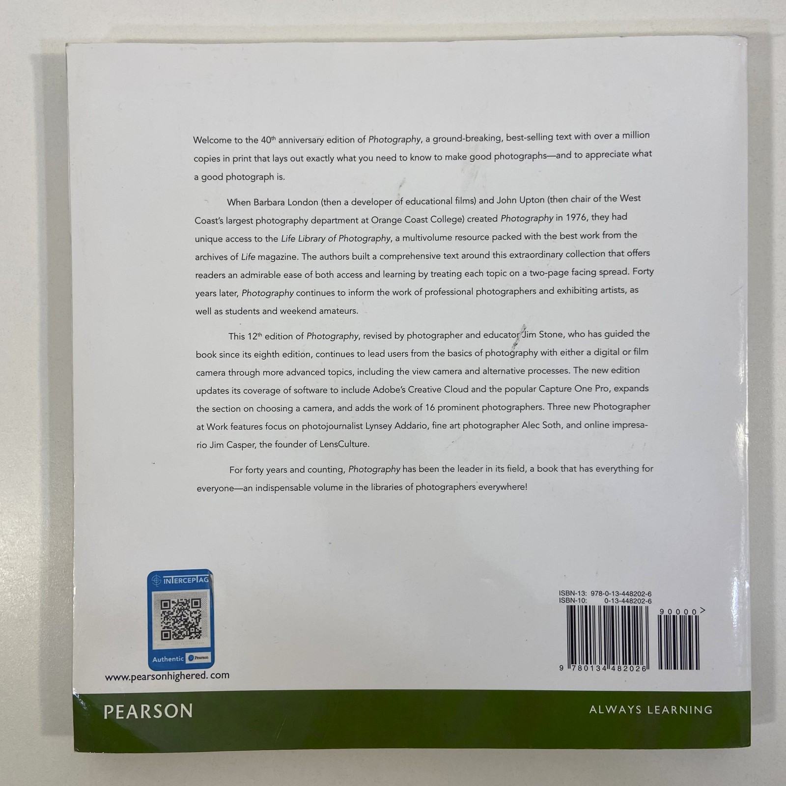 Photography 12th Ed 40th Anniversary Edition London Stone Upton 2017 Pearson TPB