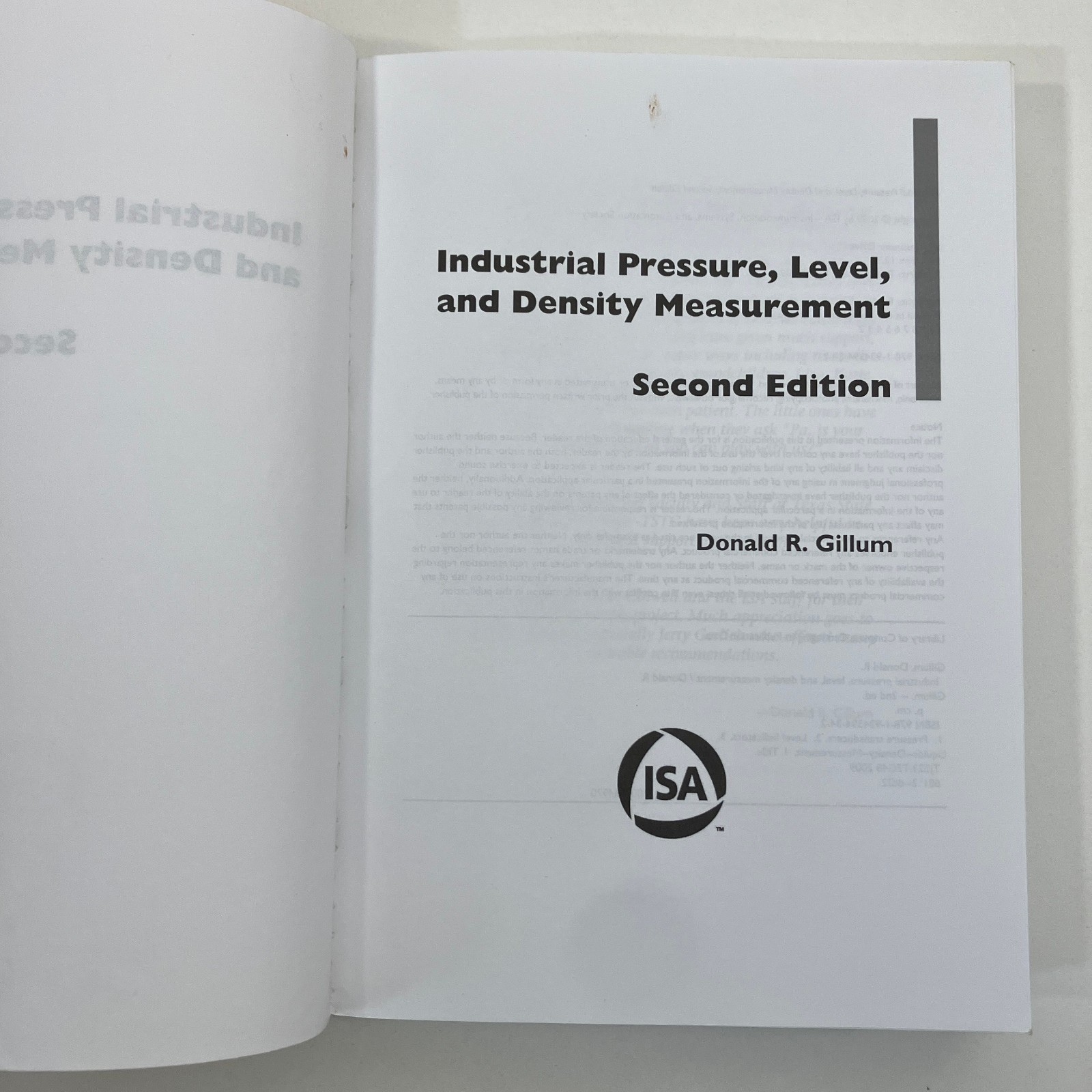Industrial Pressure Level and Density Measurement Second Edition Donald R Gillum