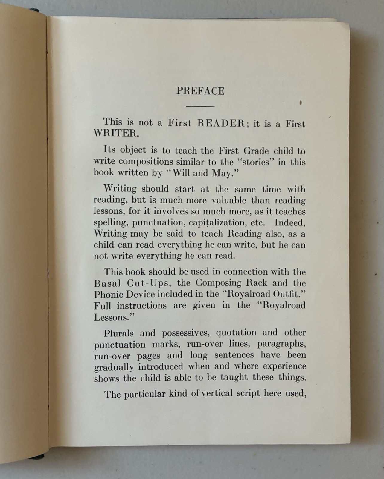 First Writer A Beginner’s Composition Reader By V.M.Hillyer Vintage School Book
