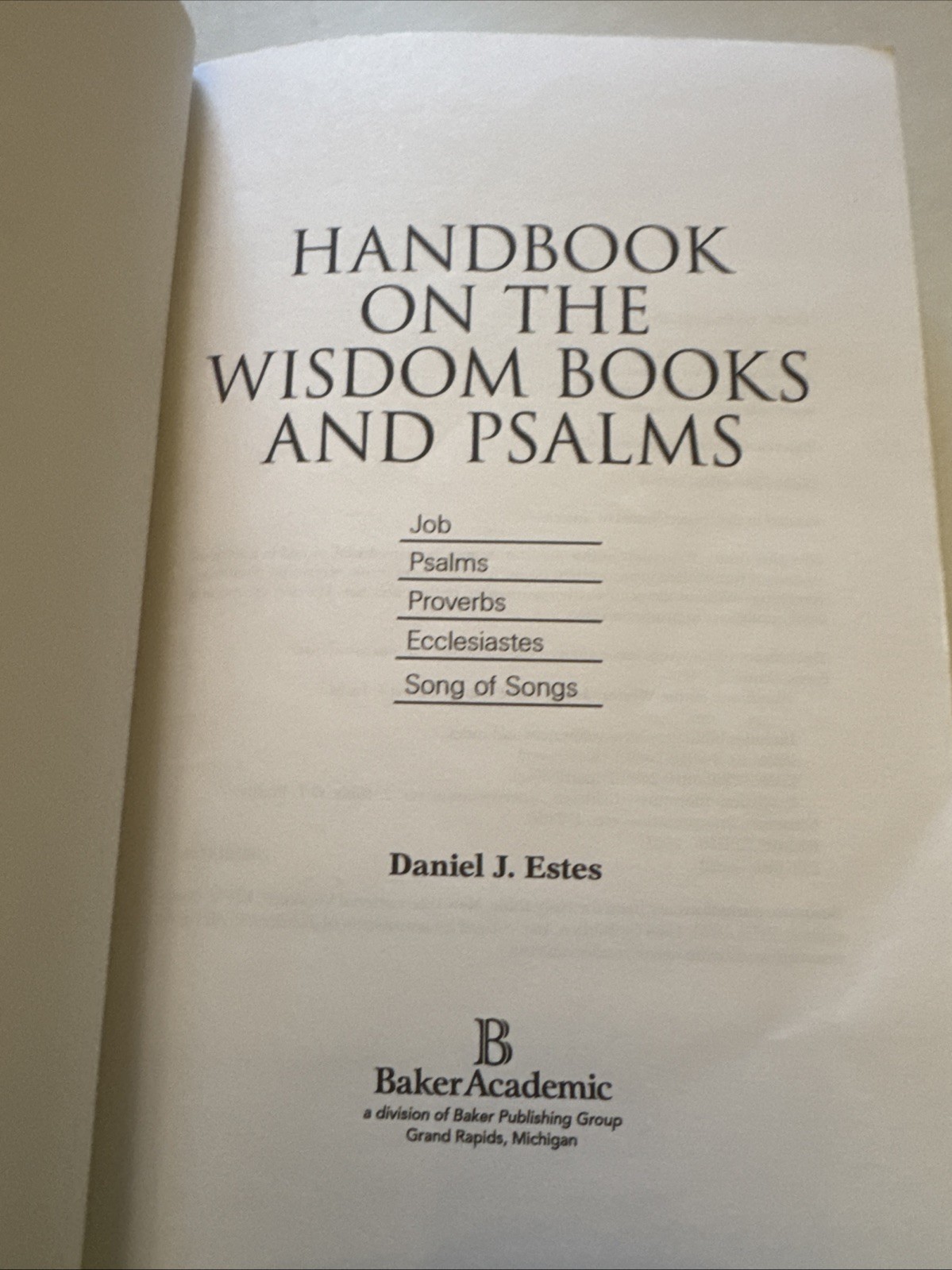 Handbook on the Wisdom Books and Psalms