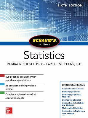Schaum’s Outline of Statistics, Sixth Edition, SPIEGEL, Murray R., New Book