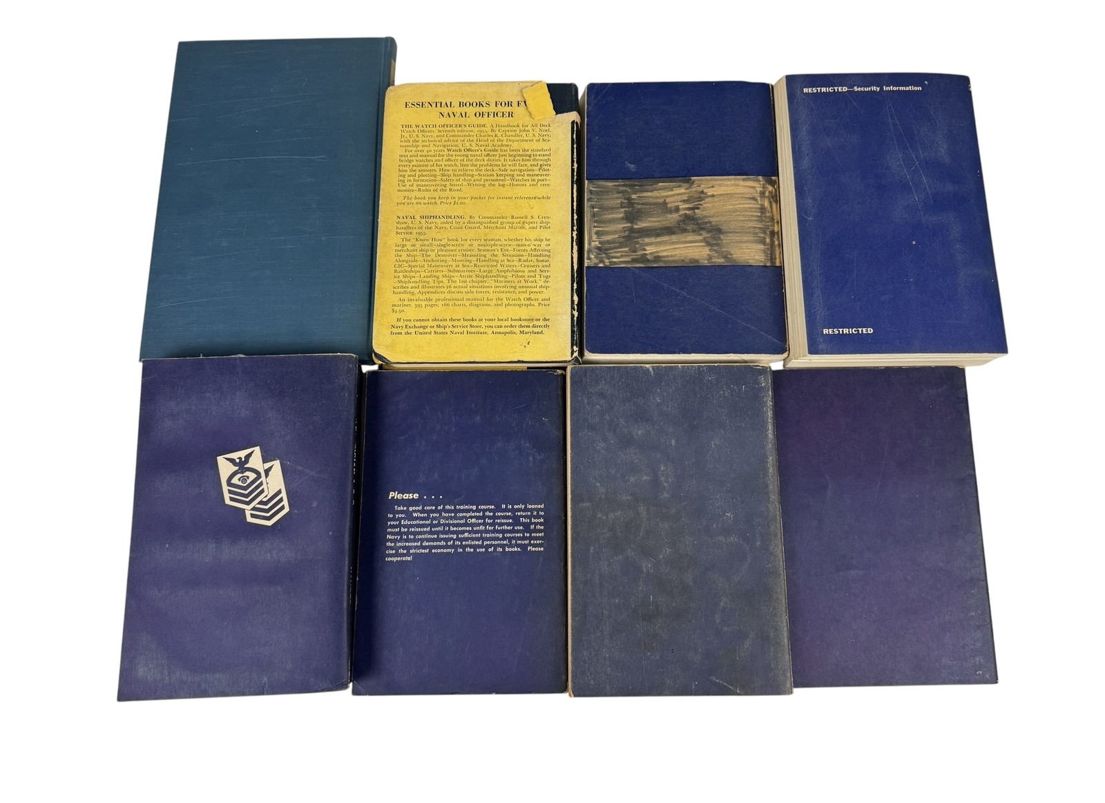 Lot of 8 Vintage US Navy Training Manuals 1940s-1950s Naval Leadership