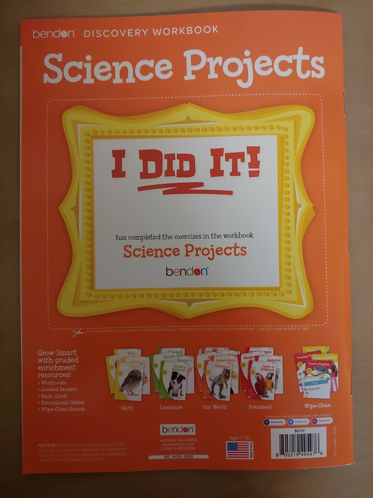 School Supplies: “Science Projects Discovery Workbook” Grades: 2-3/32 Pages NEW