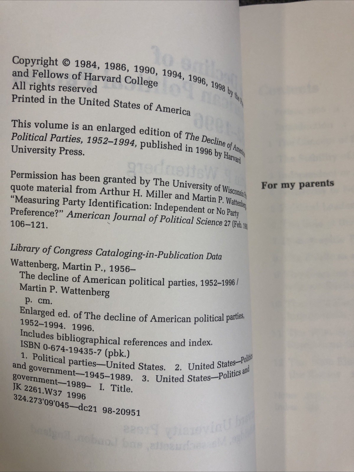 The Decline of American Political Parties 1952-1996: 5Ed by Martin P. Wattenberg