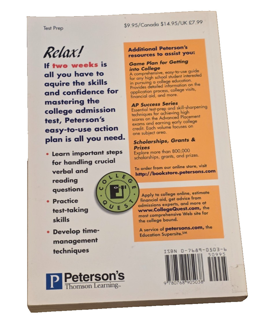 Panic Plan for the SAT by Joan Carris (2000, Trade Paperback)