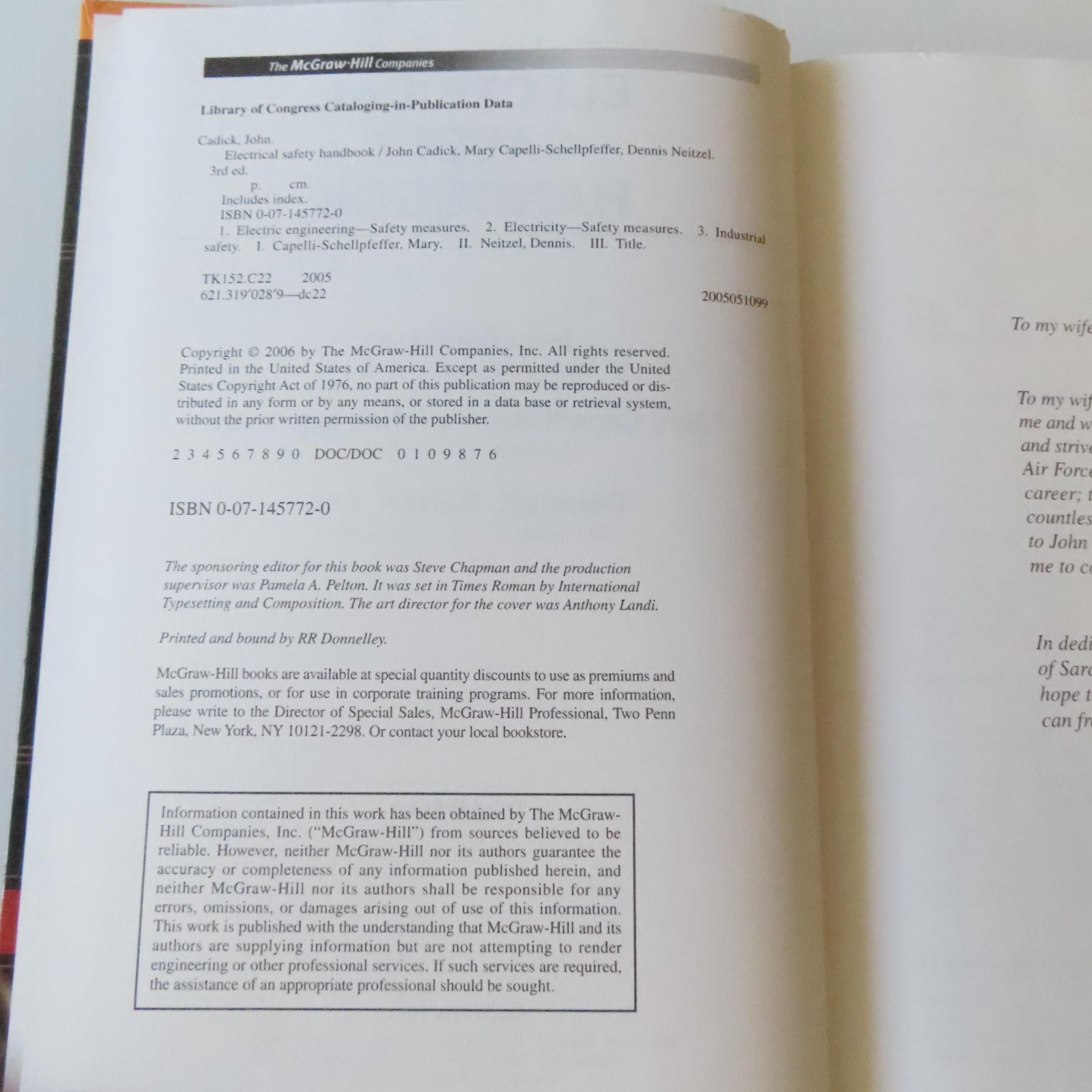 Electrical Safety Handbook Reference Third Edition 2006; NEC NFPA 70E NESC OSHA