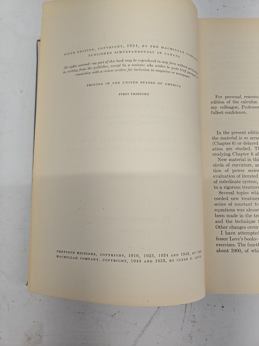 Differential And Integral Calculus 1958 The Macmillan Company Hardcover Book