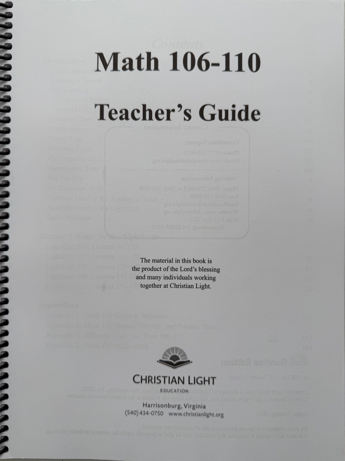 Christian Light Education – Mathematics 1 – Teachers Guides 101-105 & 106-110