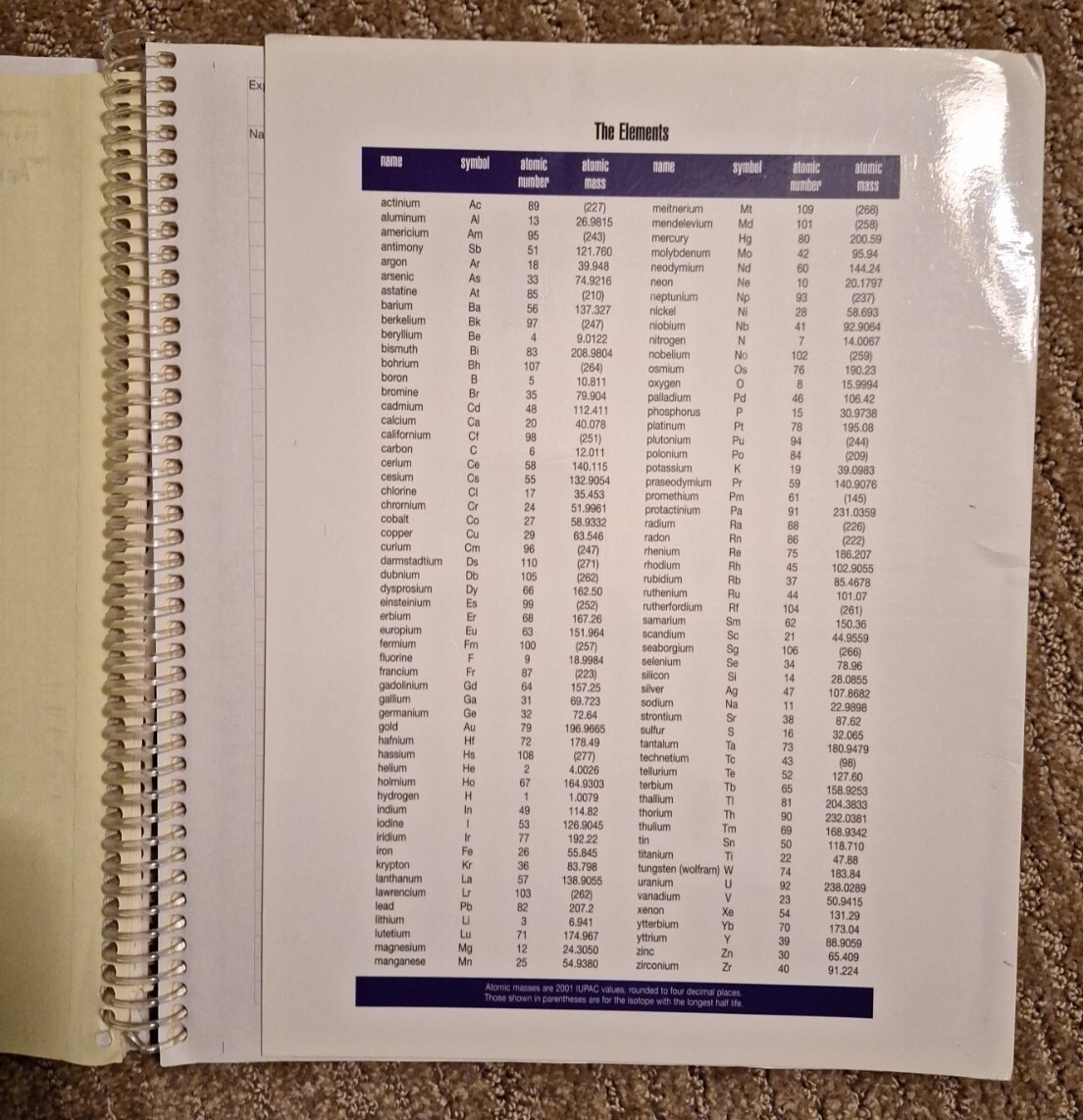 Brooks/Cole General Chemistry Laboratory Notebook Carbonless Copies Pages 26-100