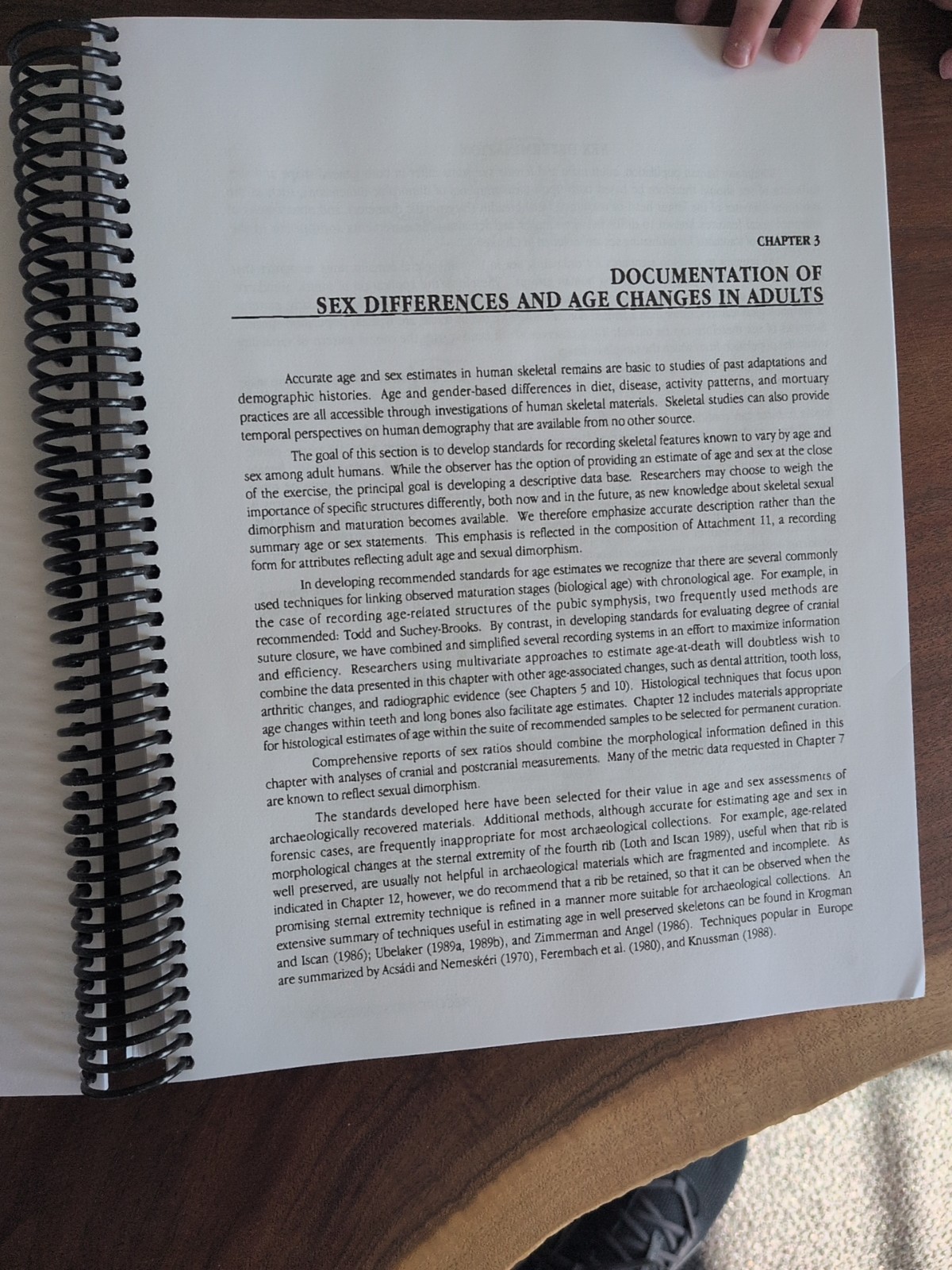 STANDARDS FOR DATA COLLECTION FROM HUMAN SKELETAL REMAINS 1994, SPIRAL BOUND
