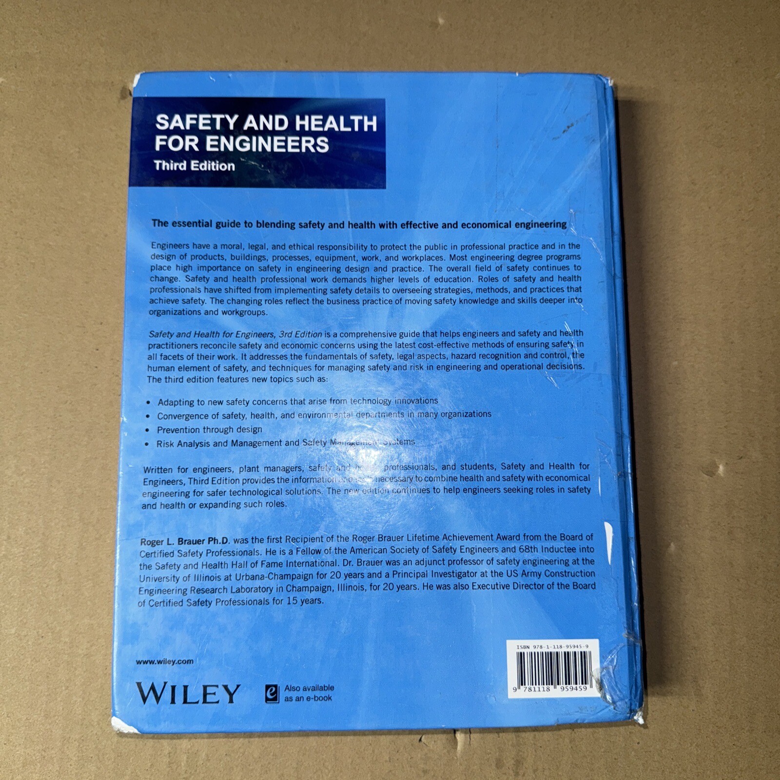 Safety and Health for Engineers – Hardcover By Brauer, Roger L. – GOOD