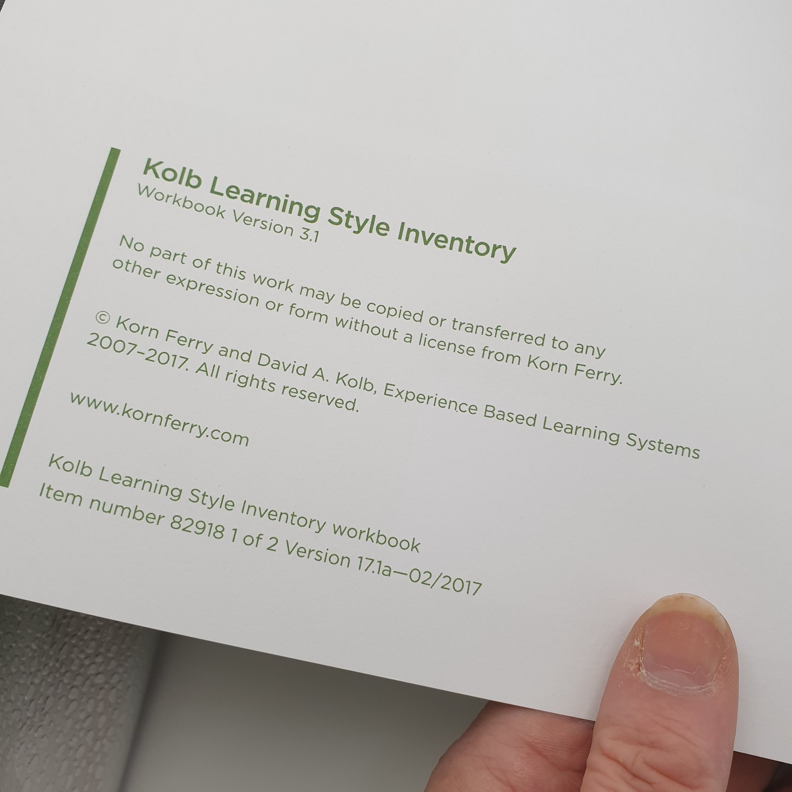 Kolb Learning Style Inventory Workbook Version 3.1 (Korn Ferry | Hay Group)