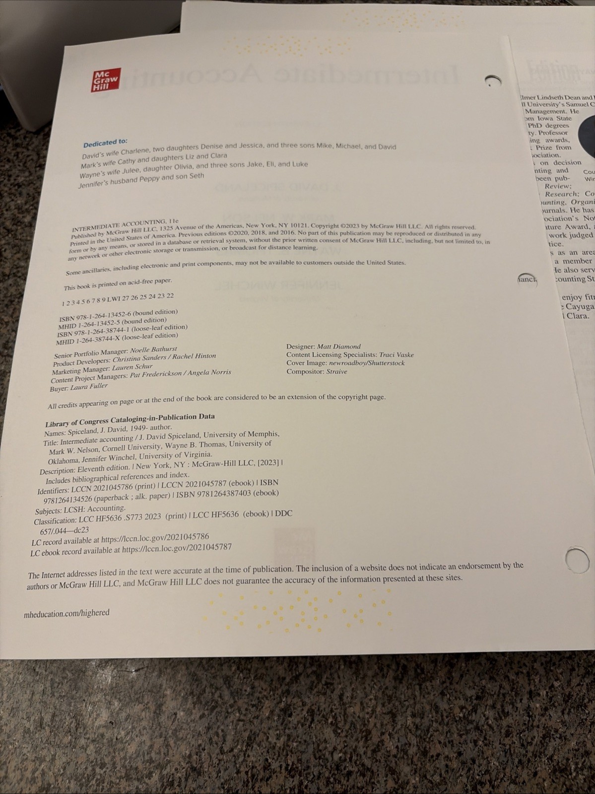 Intermediate Accounting, 11th Ed. by Spiceland et al (2023, Loose-Leaf)