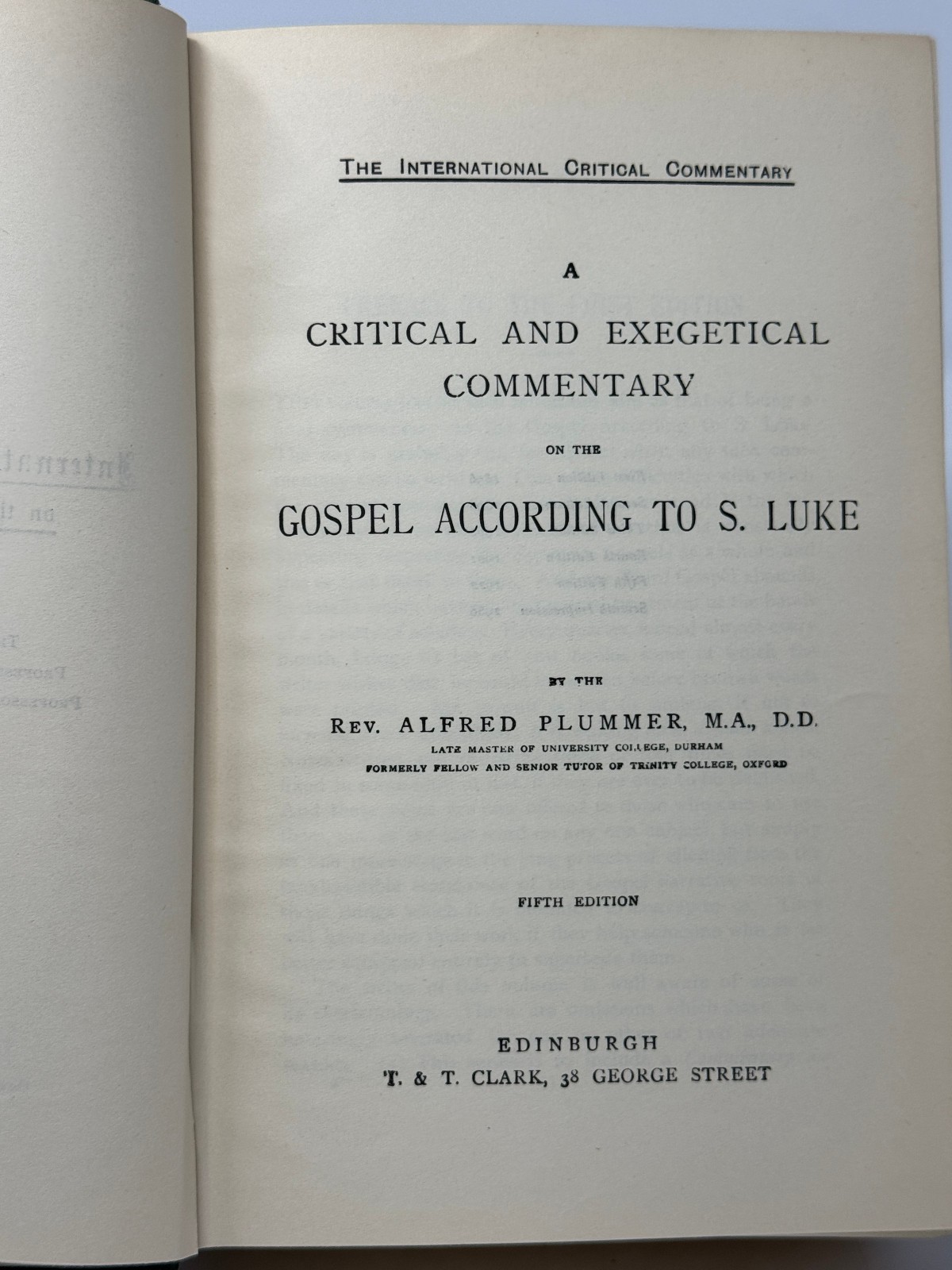 The Gospel of St. Luke The International Critical Commentary Alfred Plummer
