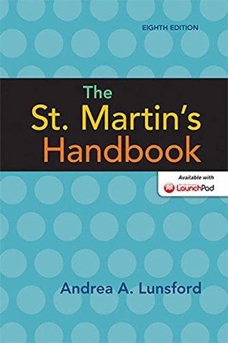 THE ST. MARTIN’S HANDBOOK By Andrea A. Lunsford **Mint Condition**