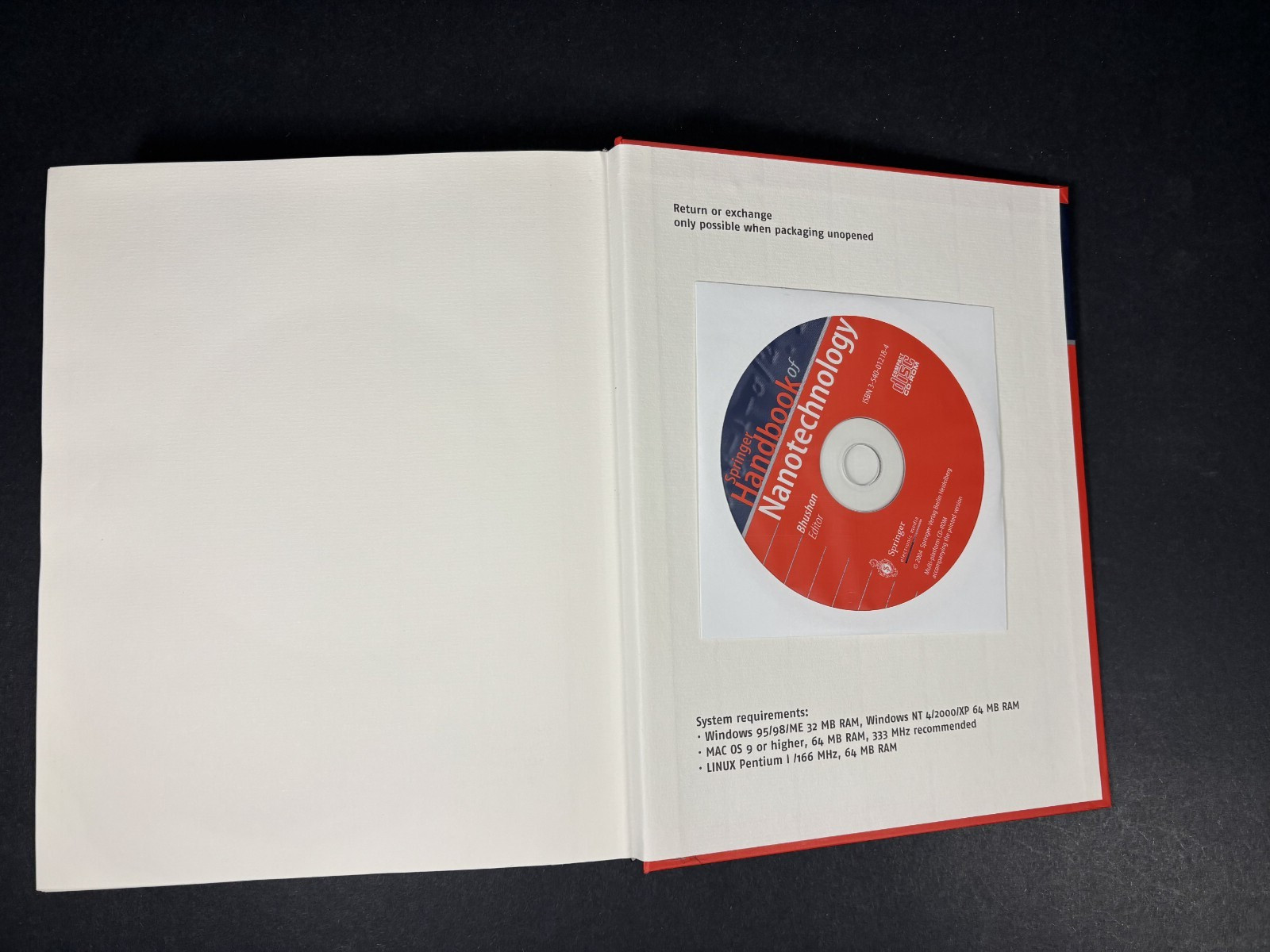Springer Handbook of Nanotechnology by Bharat Bhushan (2004, Hardcover With CD)
